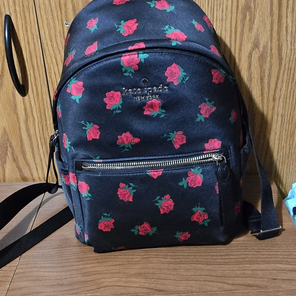 Kate Spade Floral Black and Red Backpack